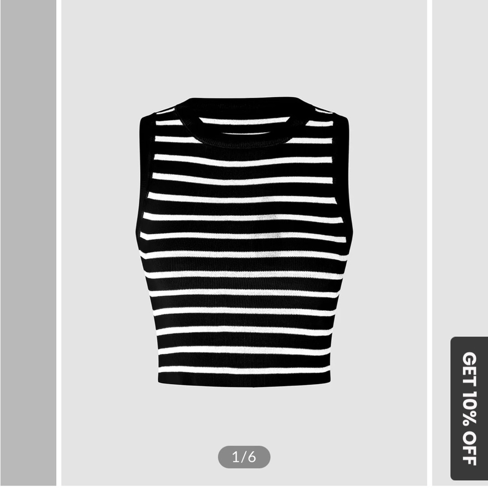 Commense cropped knit striped sleeveless top size L (s) nwt